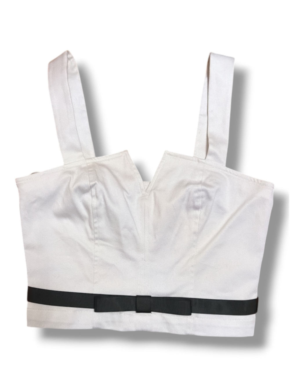 Maeve by Anthropologie White Camisole Top with Black Bow Detail Size 4